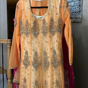 Orange and white dress/anarkali